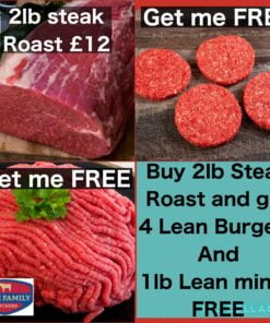 2lb Steak Roast with 4 Lean Burgers & 1lb Lean Mince FREE